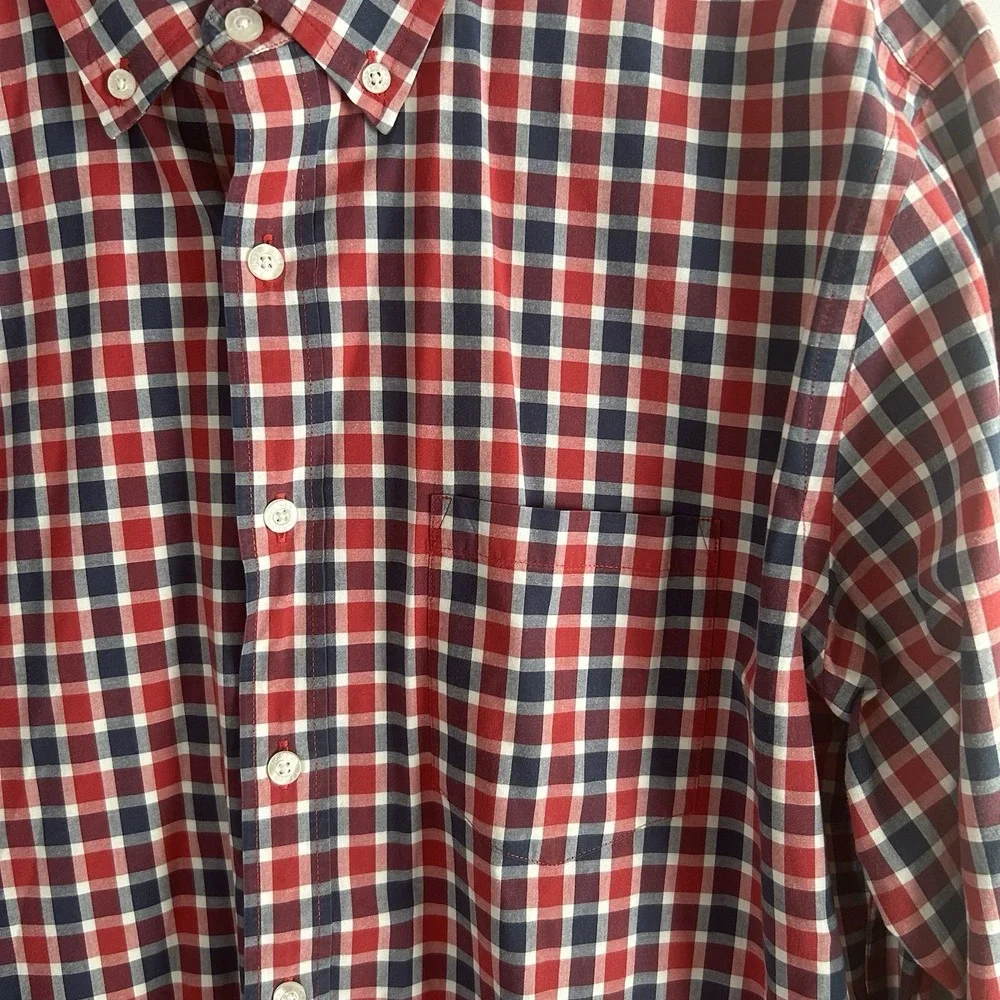 Lot of 3 J Crew Flex Wash Slim Fit Red and Blue‎ Button Shirt Mens L